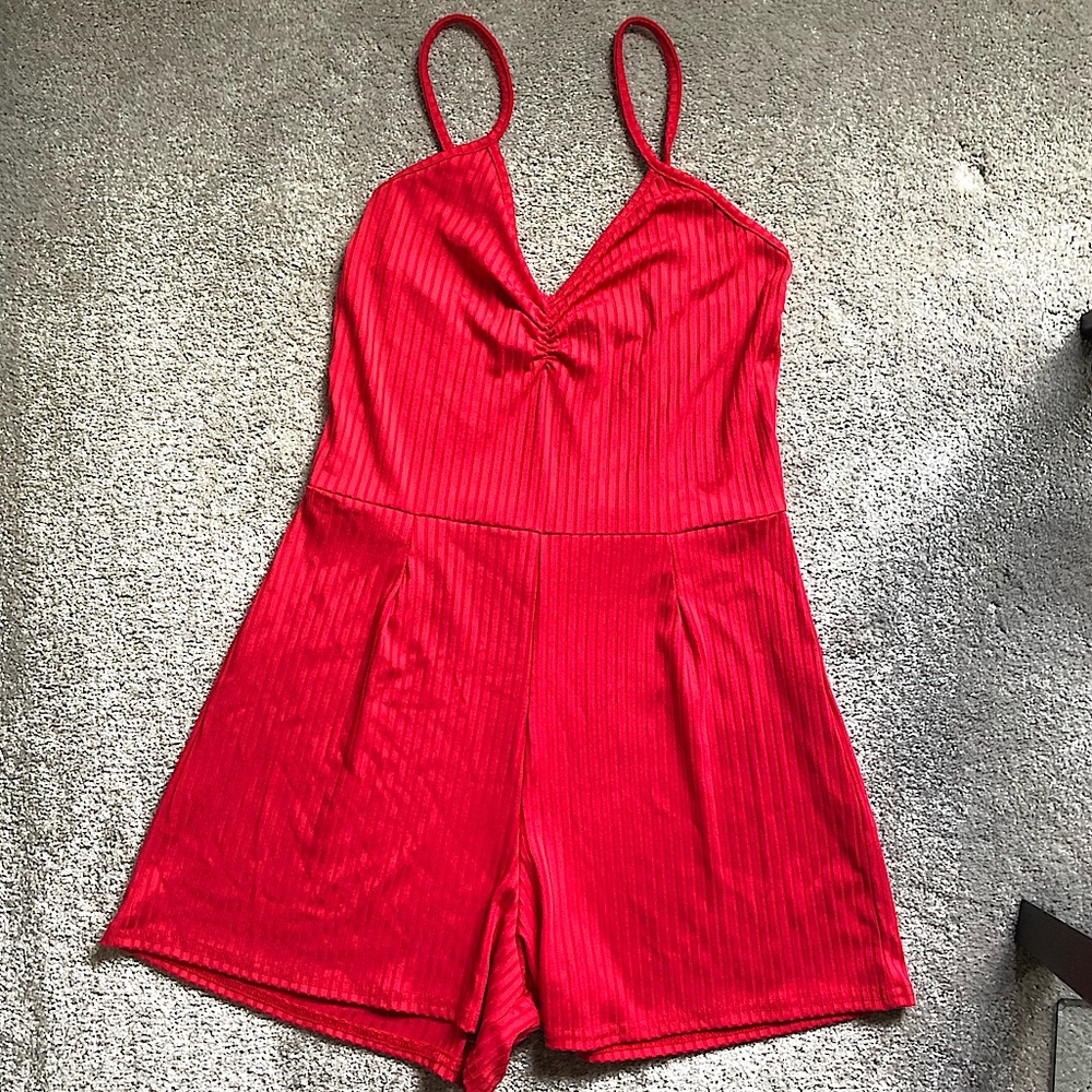 Ruched Front Playsuit In Rib - Picture 3 of 6